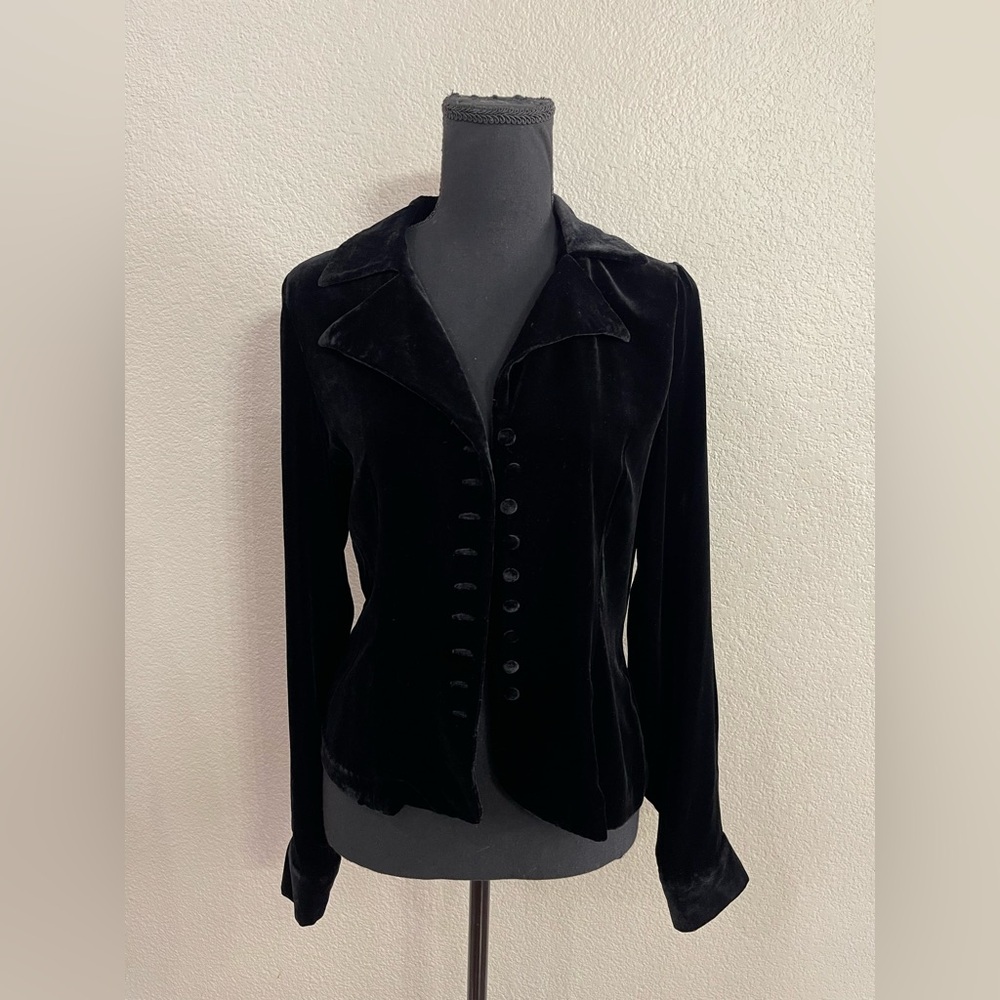 J. Peterman Company Women's Black Velvet Westkit Blouse silk blend